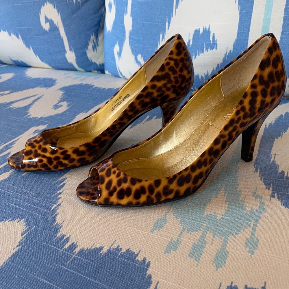 NWT J. Crew leopard peeptoe pumps